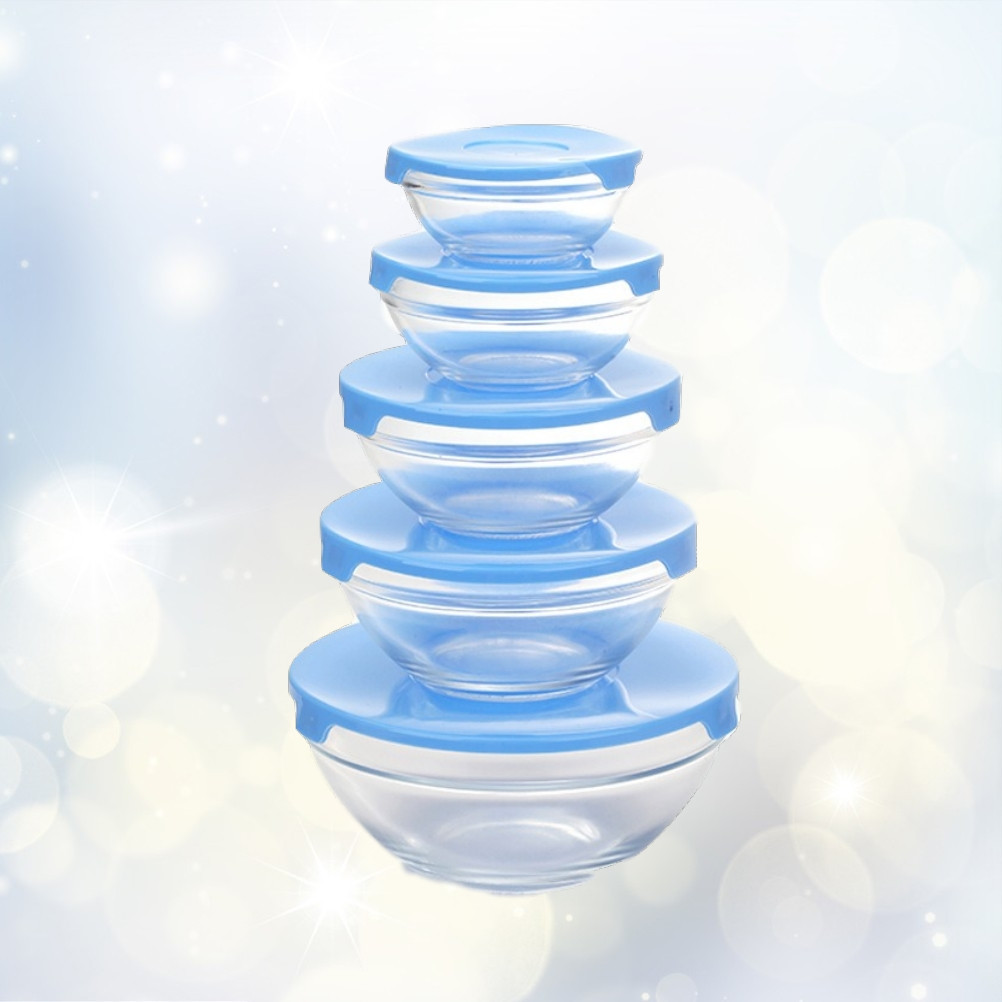 Food Storage Oven Safe - 5Pcs Borosilicate Glass Bowl Set Thick
