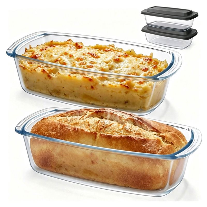 Food Storage Oven Safe - AA77 Glass Loaf Pan 7.6 Cups/1800