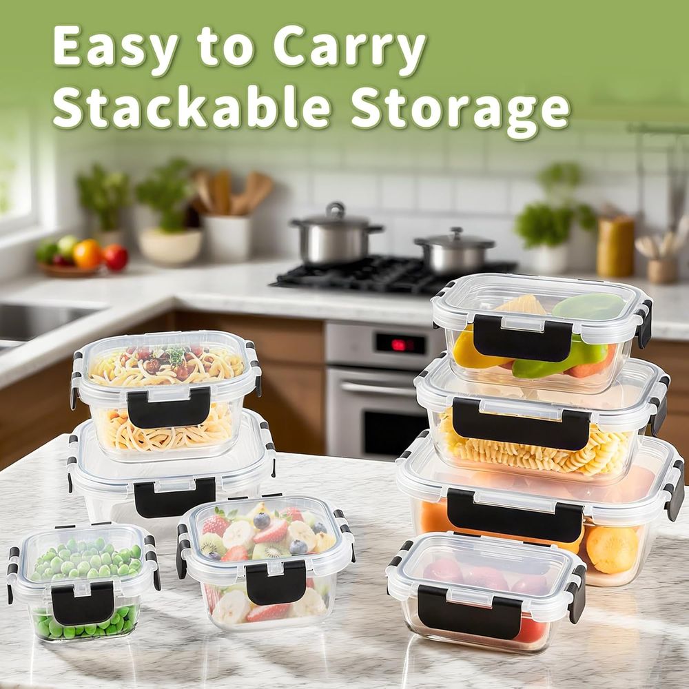 8-Piece Borosilicate Glass Foo - Food Storage Oven Safe recension och pris