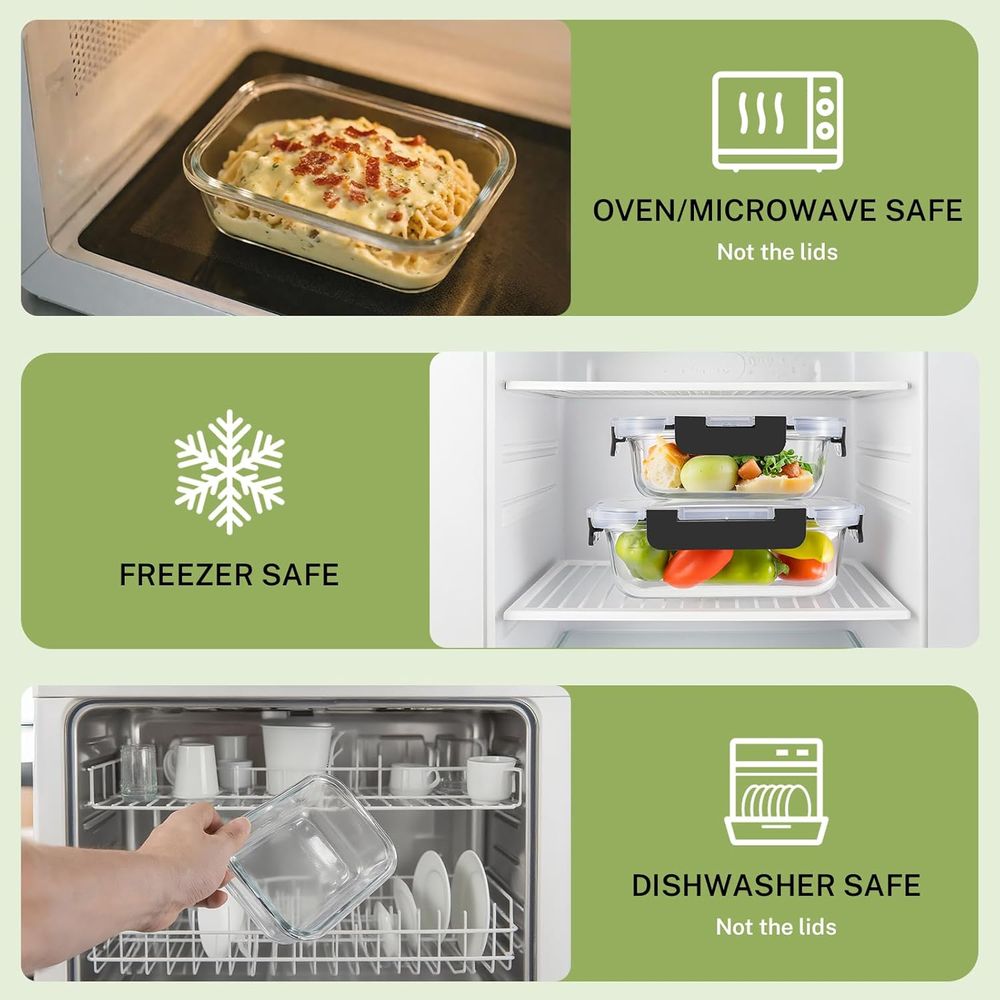 8-Piece Borosilicate Glass Foo - Food Storage Oven Safe recension och pris