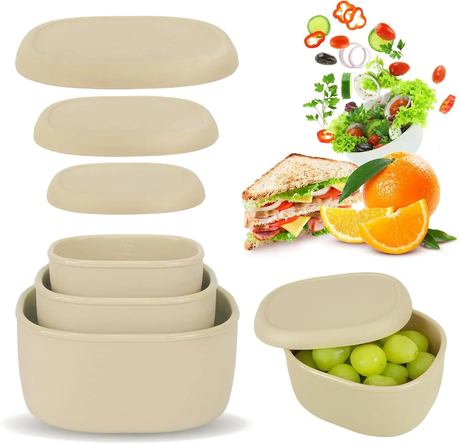 White/Blue Color Silicone Lunc - Food Storage Oven Safe recension och pris