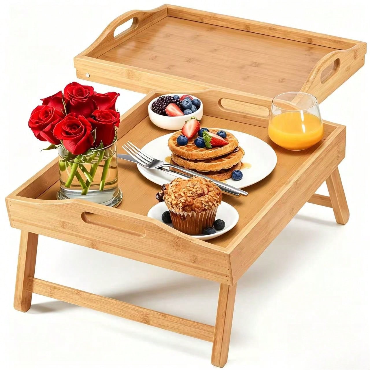 Bed Table Tray, Wooden Breakfa - Food Storage Oven Safe recension och pris