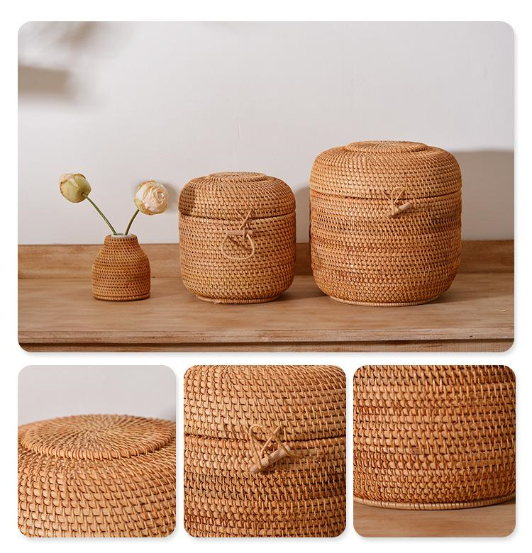 Handwoven Rattan Tea Storage B - Food Storage With Dividers recension och pris