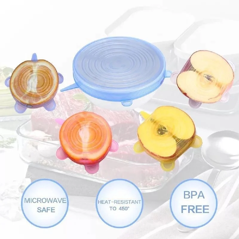 5Pcs Silicone Stretch Lids, Re - Food Storage Oven Safe recension och pris