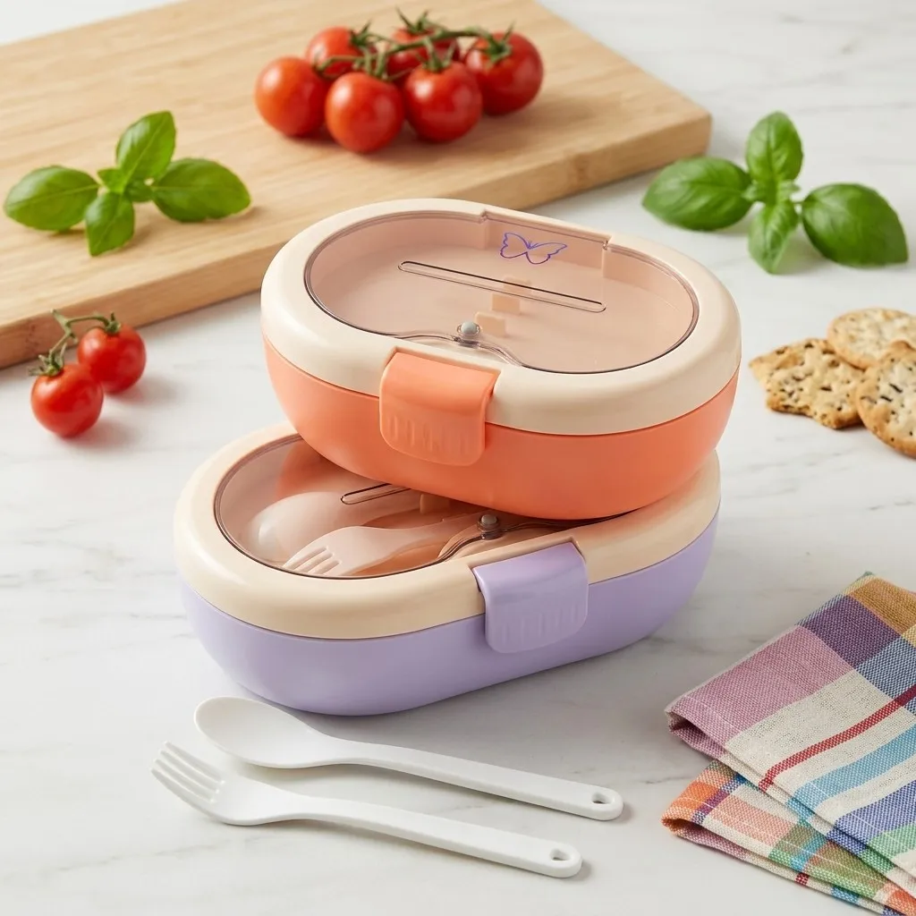 Plastic Bento Lunch Box with C - Food Storage With Dividers recension och pris