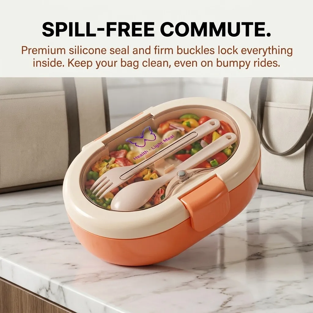 Plastic Bento Lunch Box with C - Food Storage With Dividers recension och pris